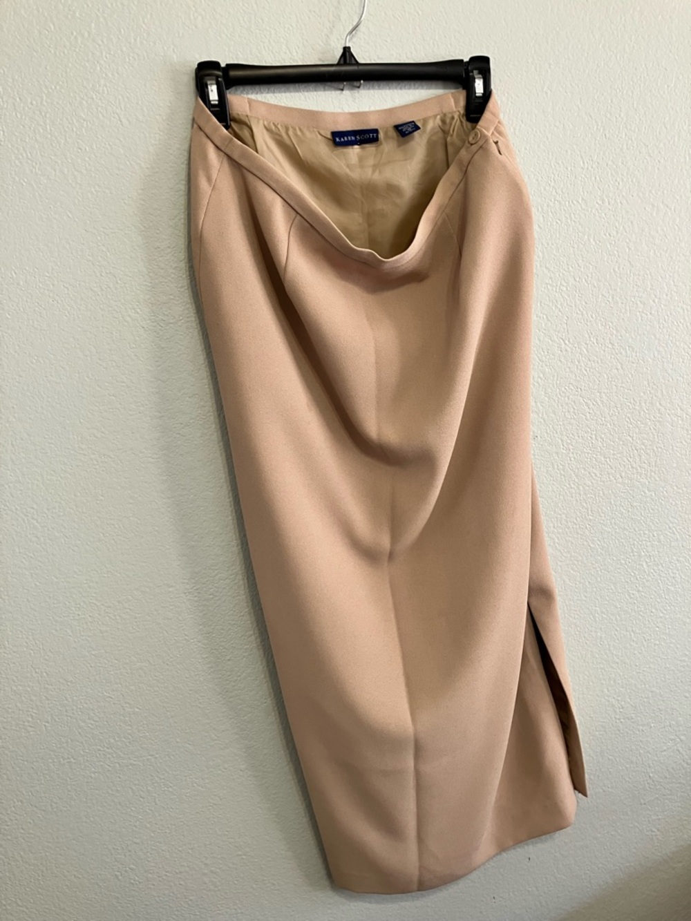 Karen Scott Long Lined Tan Pencil Skirt